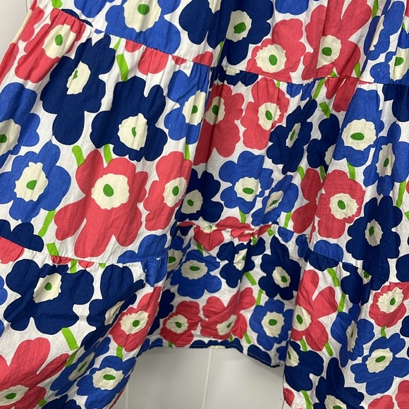 Altar’d State Womens Mini Dress S Pink Blue Floral Puffy Sleeves Stretch Ruffles - Picture 5 of 12